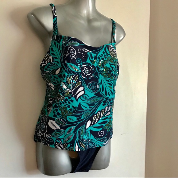 Silhouette Solutions  Suit With Tankini Look Size 14 - Picture 2 of 9